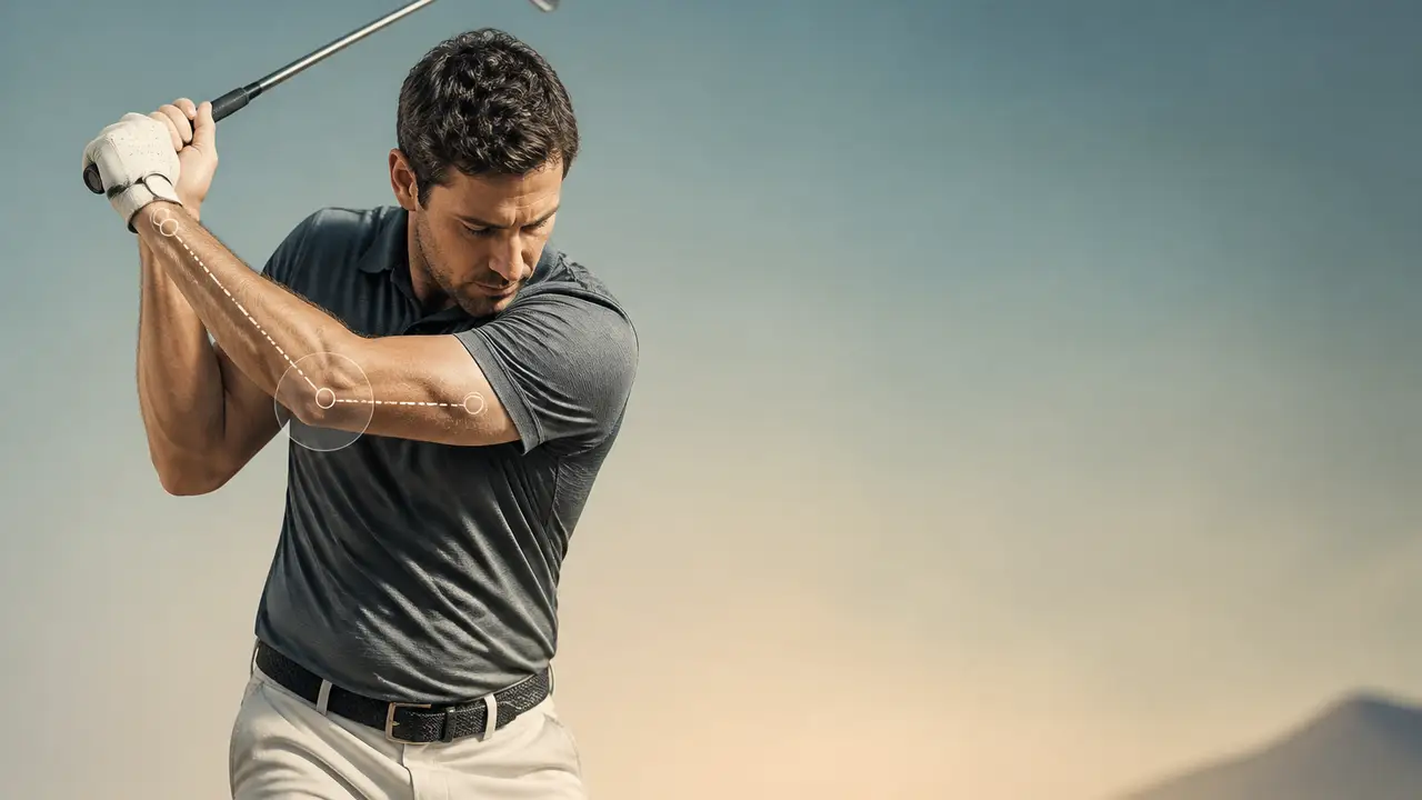 Golf IQ’s straight-arm question puts the other elbow in focus cover