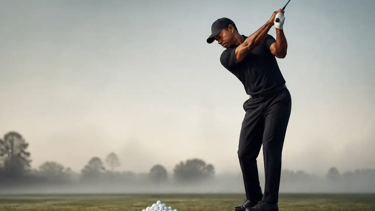 Tiger Woods is back on the range, but a return to competition is still unknown cover