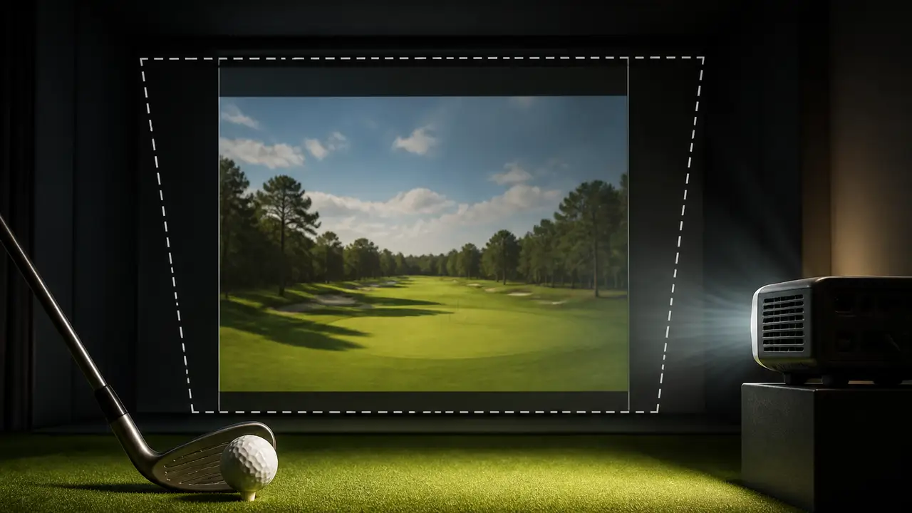 Triple Bogey Golf's Optoma test puts the simulator screen shape in focus cover
