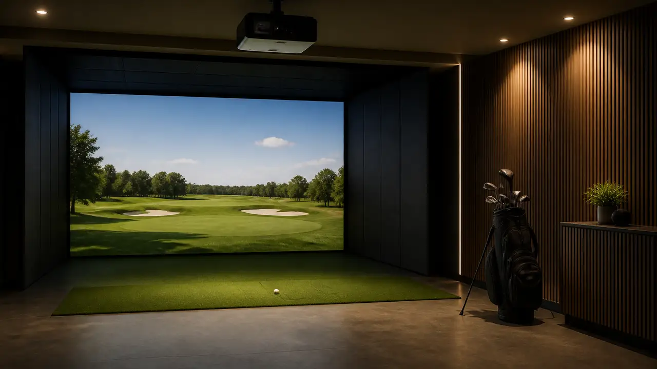 A five-day garden-room build shows the work around a golf simulator cover