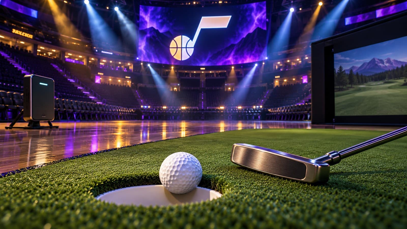 Tony Finau sinks a putt at the Jazz home opener for a $1 million Pat McAfee donation cover